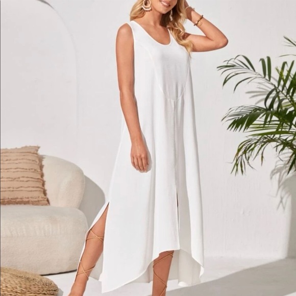 Emery Rose Boho Sleeveless Tank Style Hi-Lo Tunic Maxi Dress - Picture 4 of 6